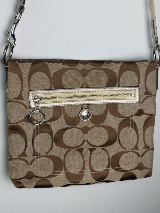 Coach Handbags - Coach 2010 Signature Jacquard Crossbody Shoulder Bag Style F14869 Y2K
